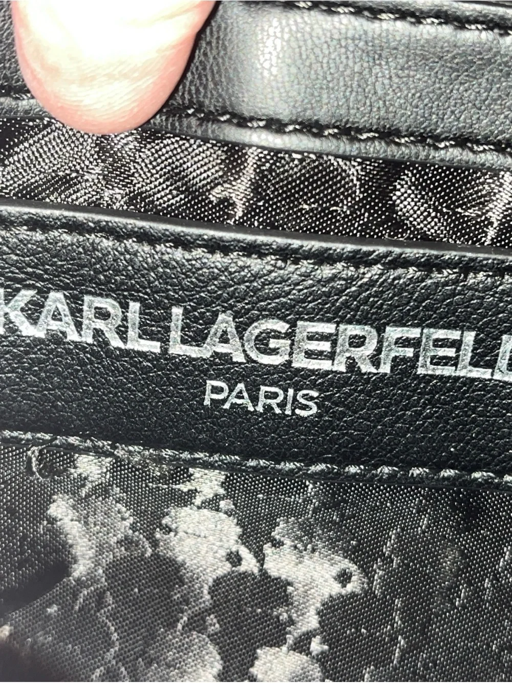 Karl Lagerfeld Black Structured Crossbody Satchel with Top Handle and Bow Accent